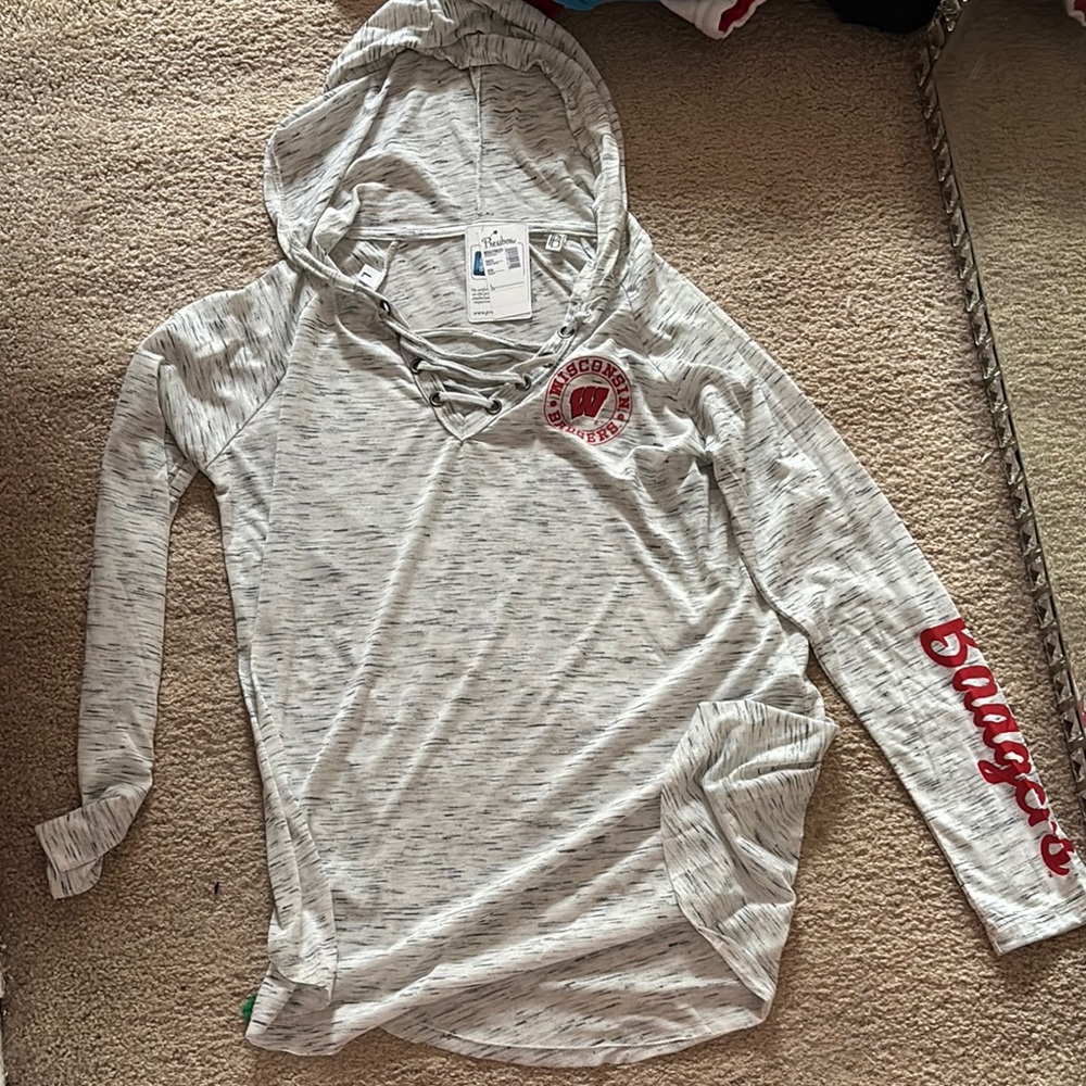 Wisconsin Badgers Gray Hooded Top